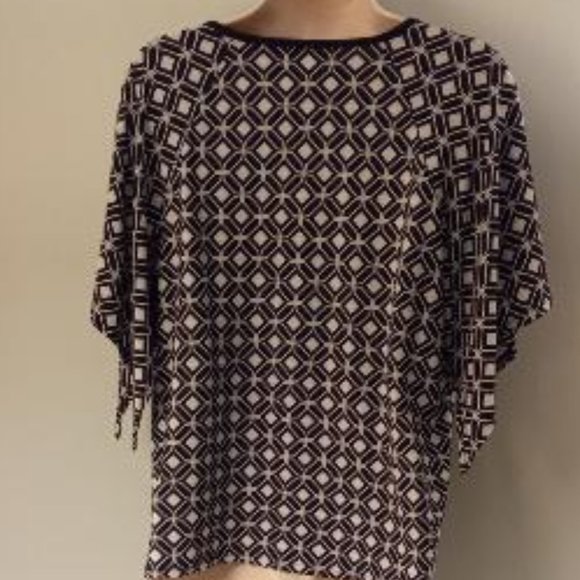 Roz & Ali Black & White Short Sleeve Blouse - Picture 3 of 6